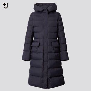 Uniqlo +J Jil Sander Ultra Light Down Long Hooded Coat - Navy, US Size XL